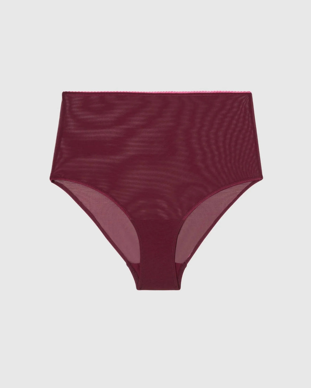 Understatement Underwear - Mesh Highwaist Briefs - Burgundy/Neon Pink Trusser 