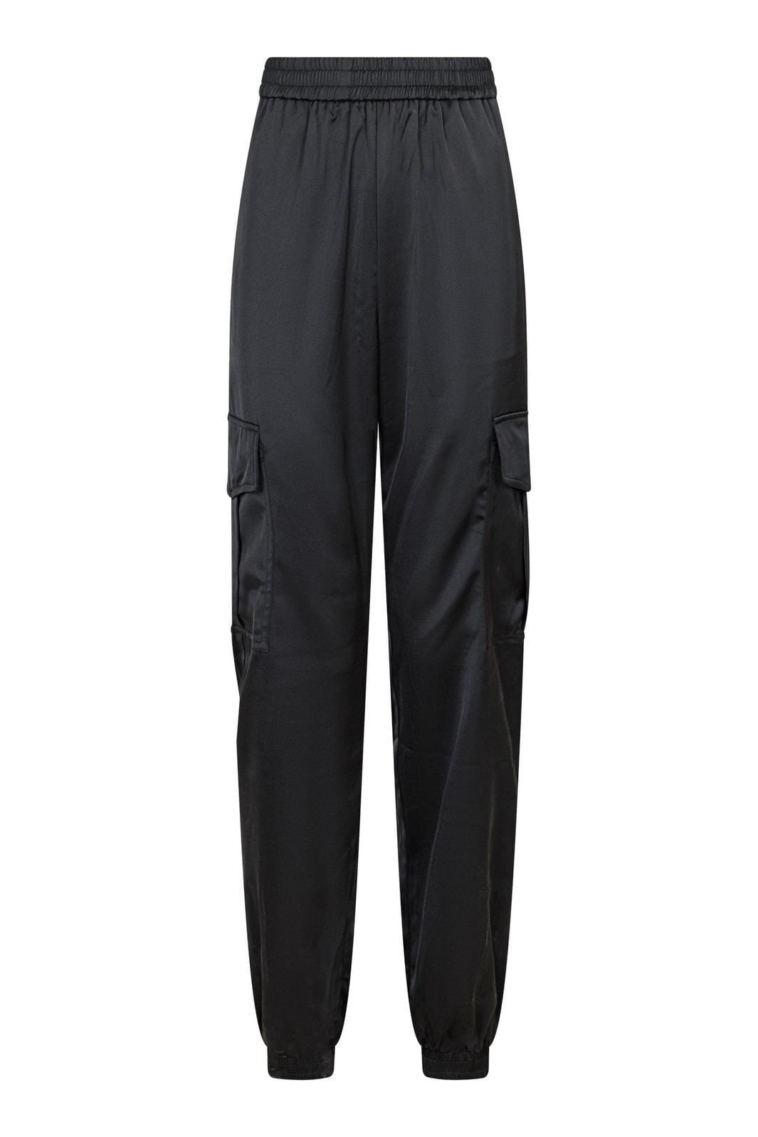 Forudbestilling - Valentin Studio - Foxy Cargo Satin Pants - Black Bukser 