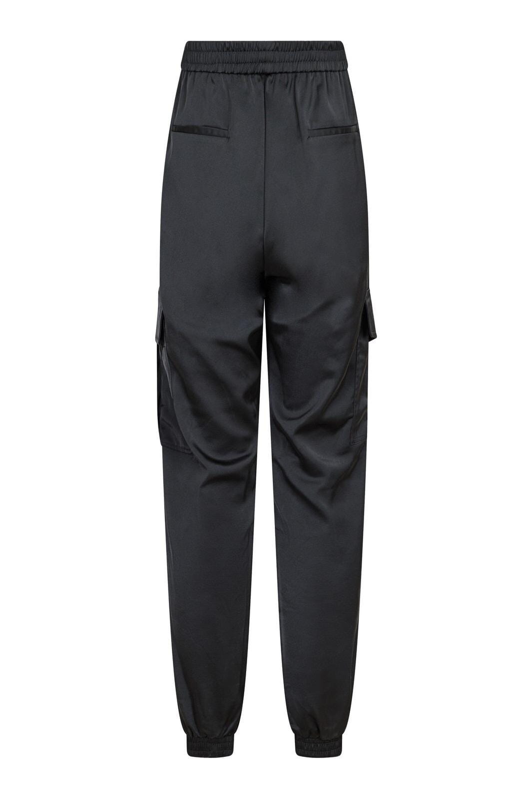 Forudbestilling - Valentin Studio - Foxy Cargo Satin Pants - Black Bukser 