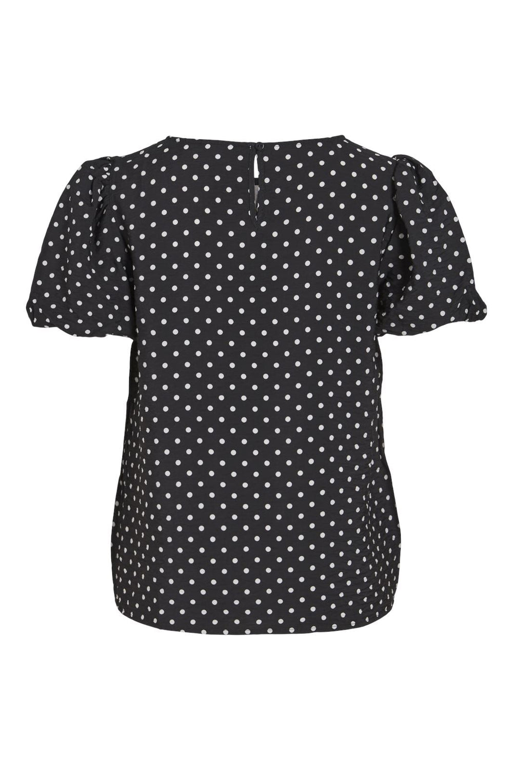 Vila - Viasti S/S Volume Sleeve Top #3 - 4544297 Black Cloud Dancer Dots