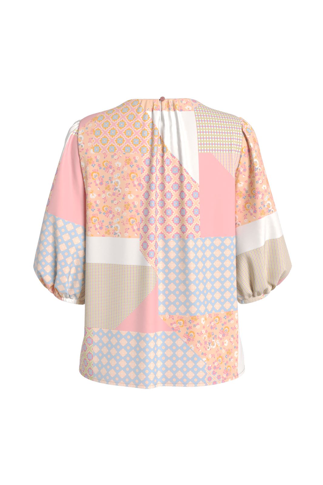 Vila - Vibine O-Neck 3/4 Sleeve Top/Ka - 4566570 Bleached Apricot Birch Print