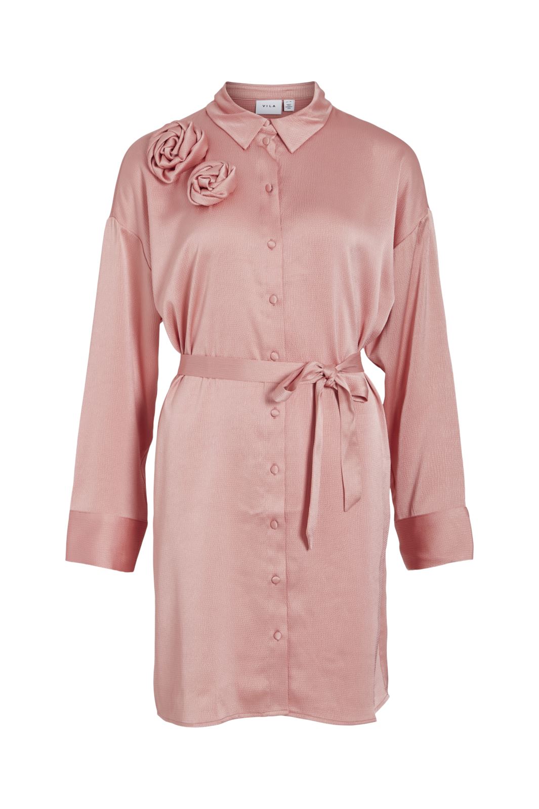 Vila - Vimedina L/S Rose Shirt Dress - 4515538 Old Rose