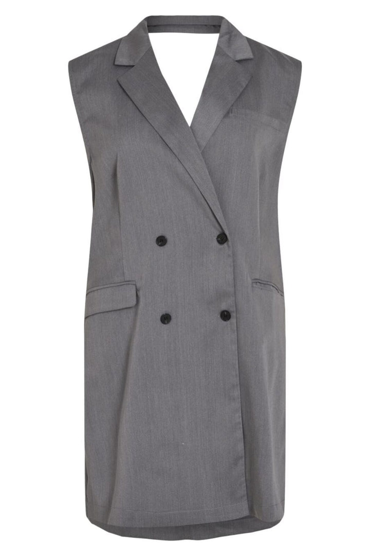 Vila - Vinaba Detailed Waistcoat - 4647467 Dark Grey Frakker 