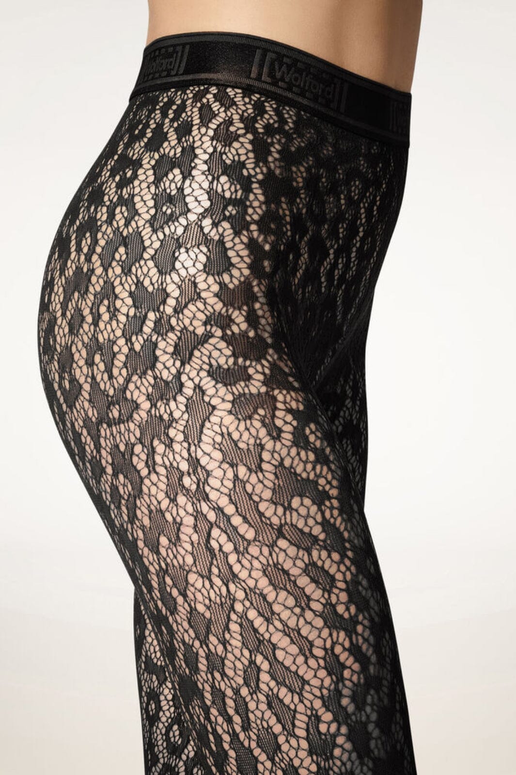 Wolford - Leo Lace Tights - 7005 Black Strømpebukser 