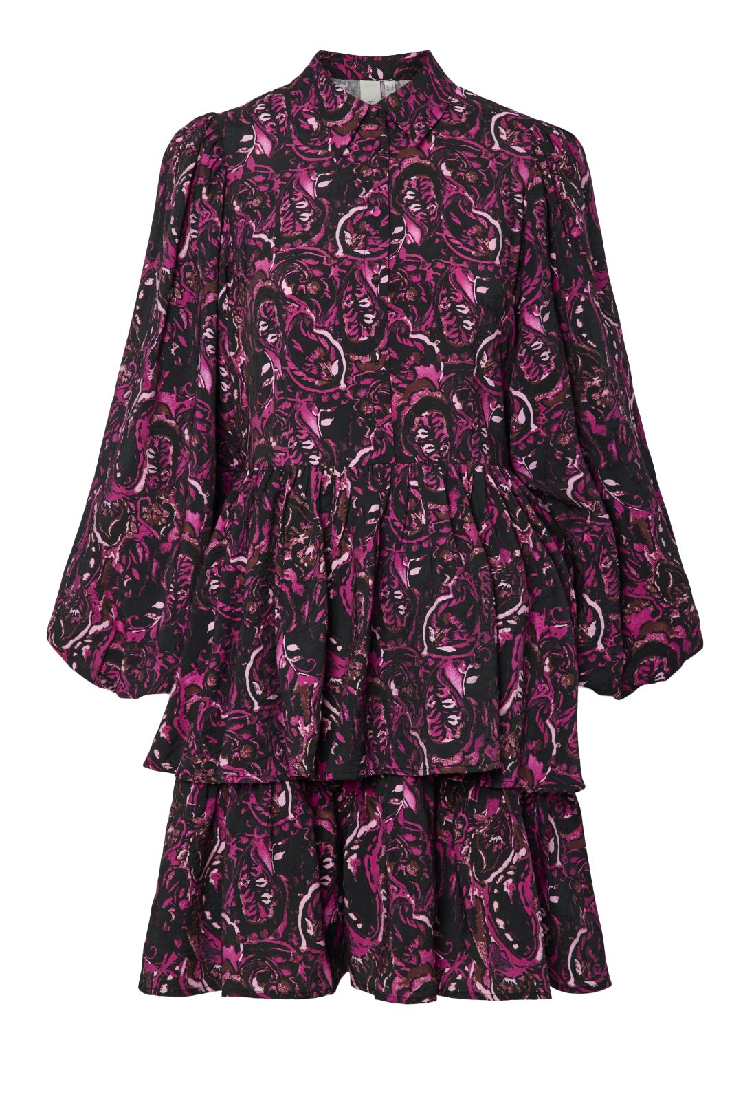 Y.A.S - Yasisa Ls Shirt Dress - 4773116 Black Pink Petita Print Skjorter 