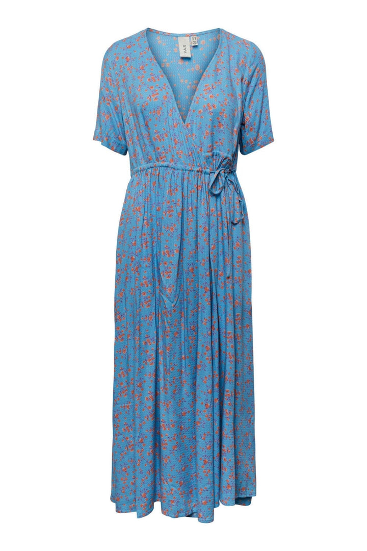 Y.A.S - Yasmicca Ss Long Wrap Dress S. - Ethereal Blue Micca print Kjoler 